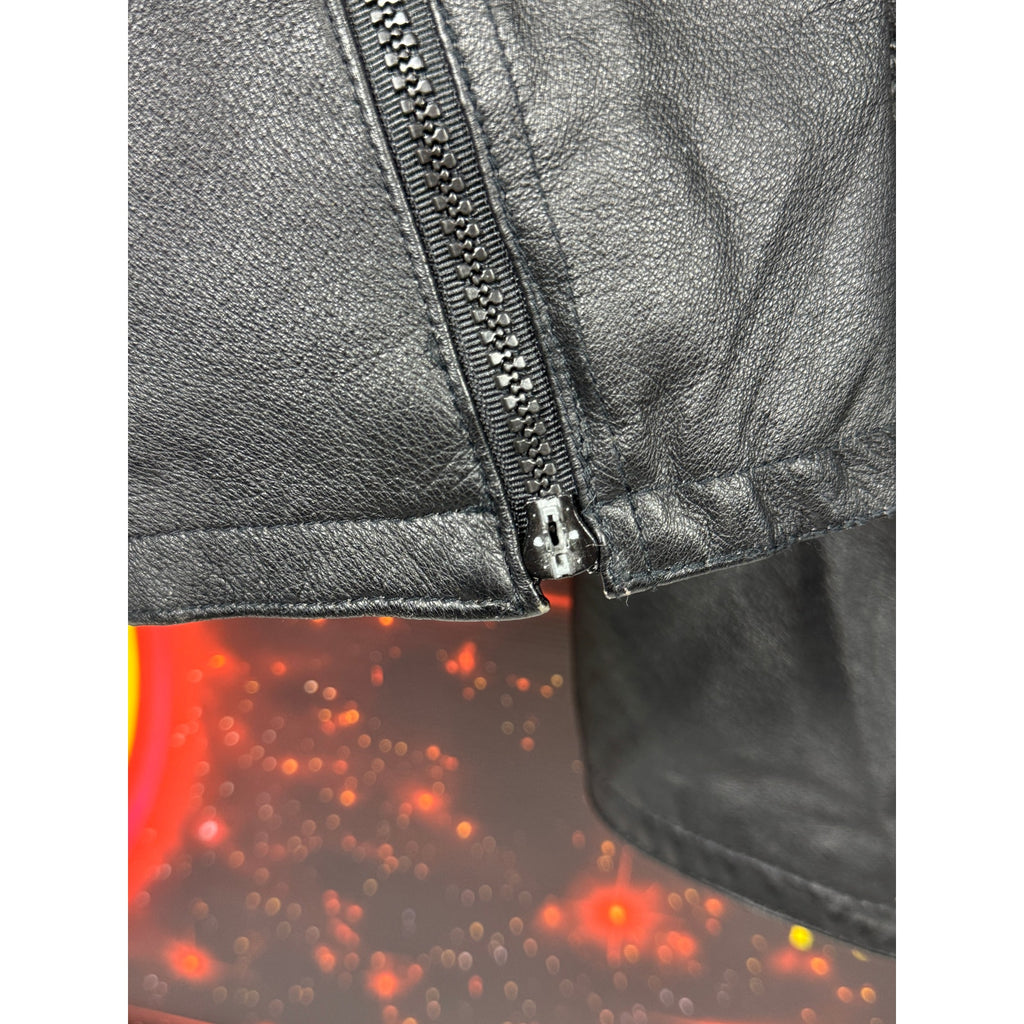 Men's Vintage Wilda Genuine Leather Black Motorcycle Jacket Made in USA Large