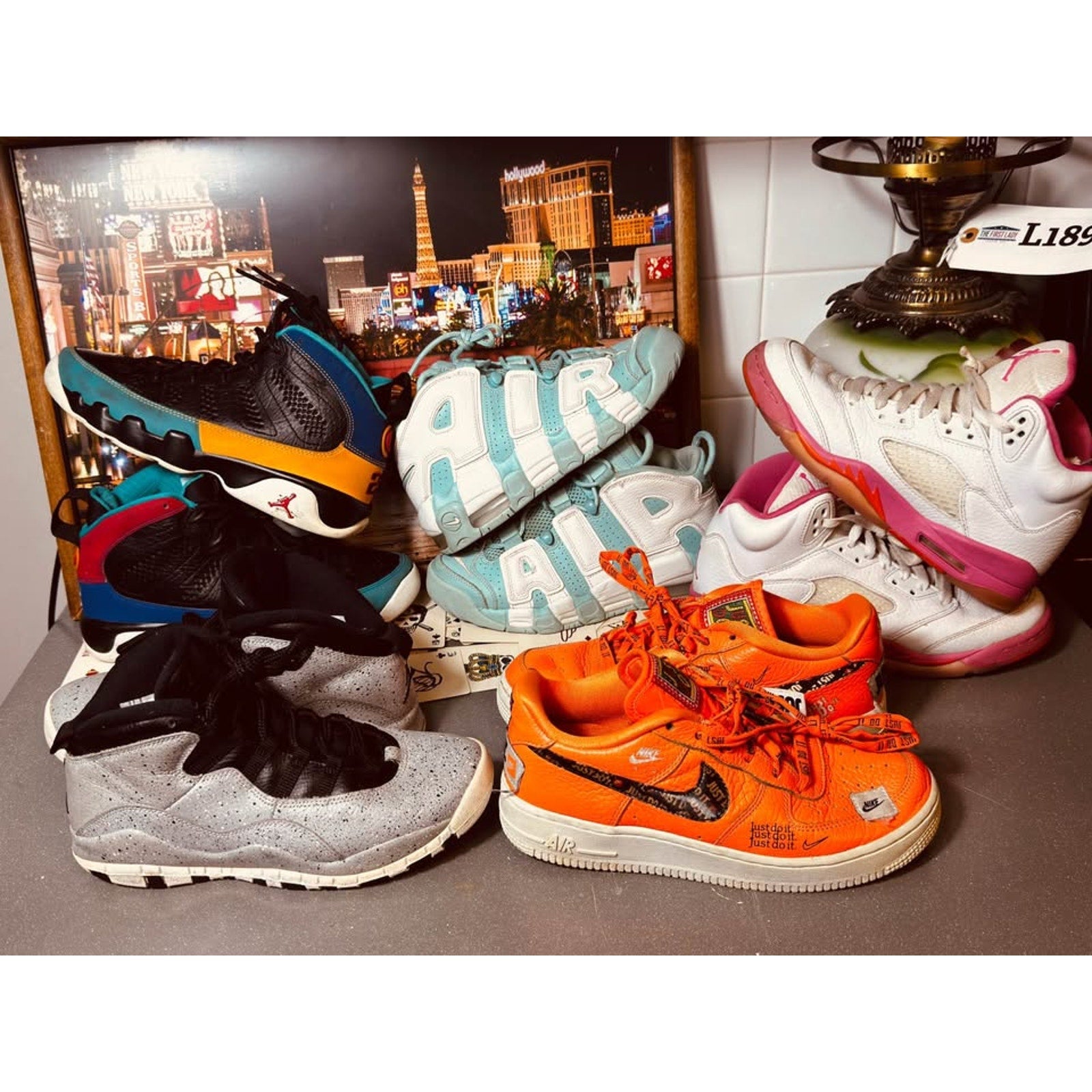 Nike Youth Jordan & Nike Sneaker Lot Size 5Y-6.5Y Jordan 9 Jordan 10 Jordan 5 AF1 Uptempo