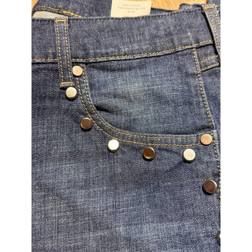 Rare Wrangler Aura Skinny Jeans Studded Dark Wash 38x36 Raw Hem Stretch