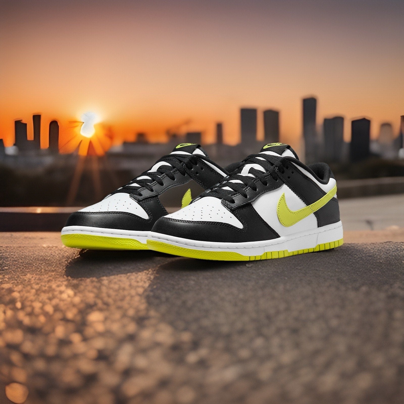 Nike Dunk Low Sz 13 Mens White Bright Cactus Black Shoes Sneakers New DV0833-110