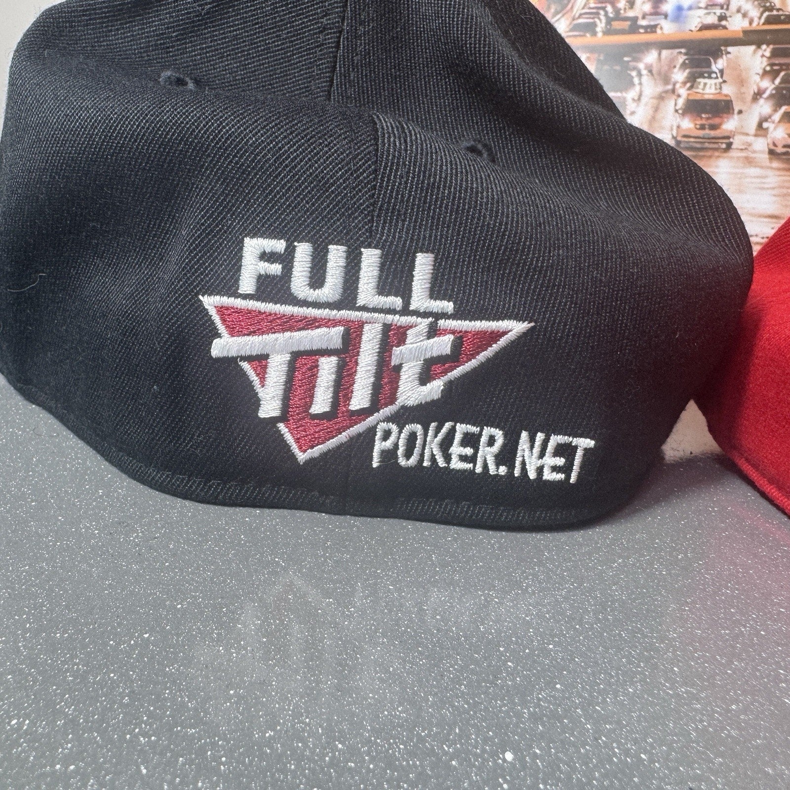2000s Full Tilt Poker Online Gambling WSOP Flex Fitted Hat 7 1/4-7 5/8 L XL Y2K