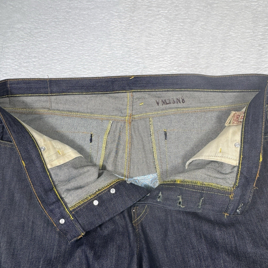 Vtg Y2K Evisu No.2 Lot 0001 Selvedge Denim Jeans Japan Button Fly Baggy 44x36