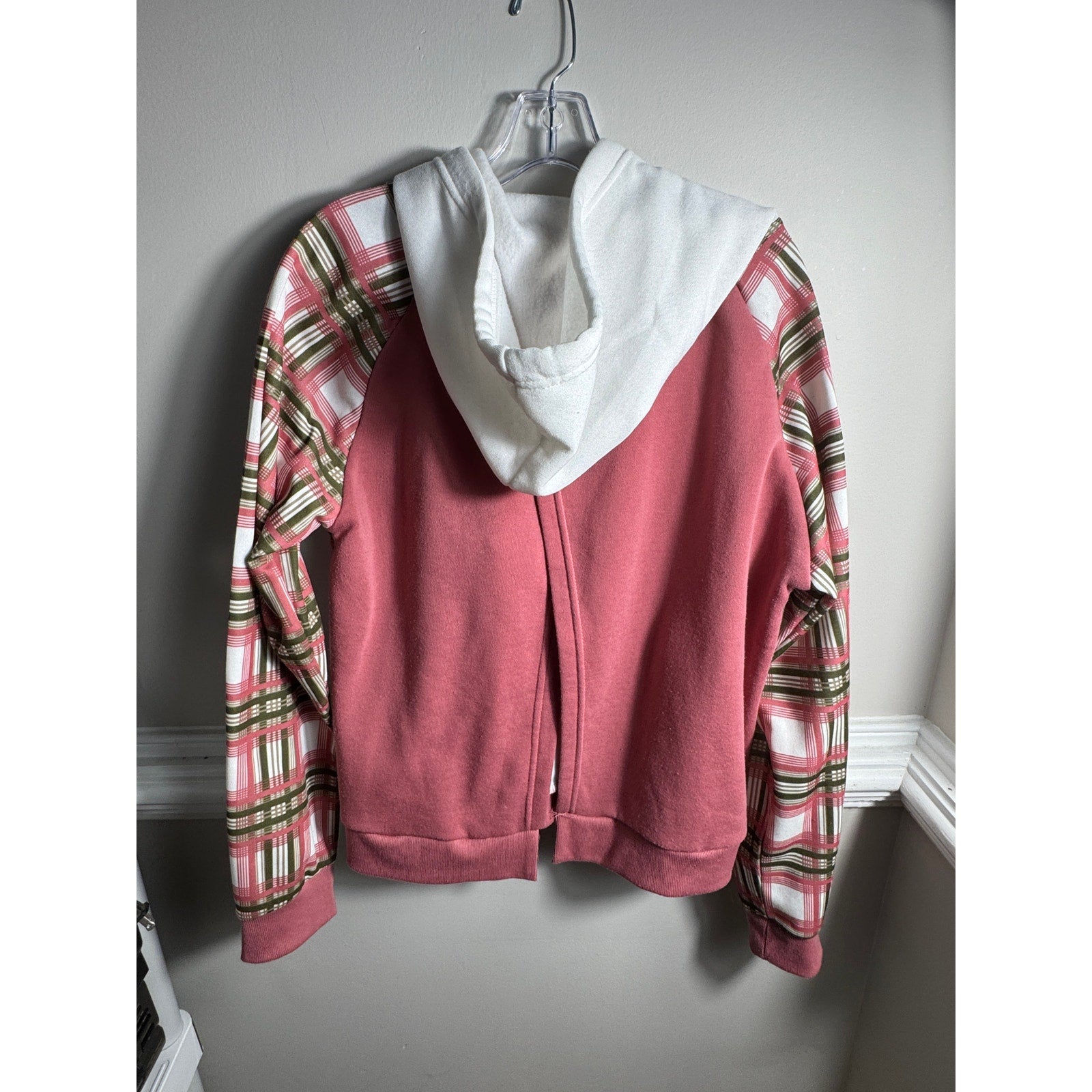 Y2K Baby Phat Plaid Open Back Hoodie Women’s 1X XL Pink Green