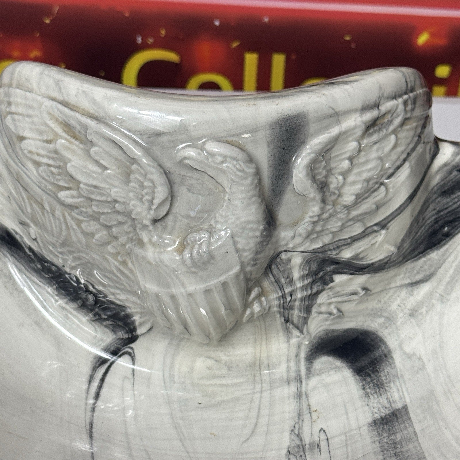 American Eagle Ceramic Ashtray 1967 USA Large Hand Painted Vintage Atlantic Mold