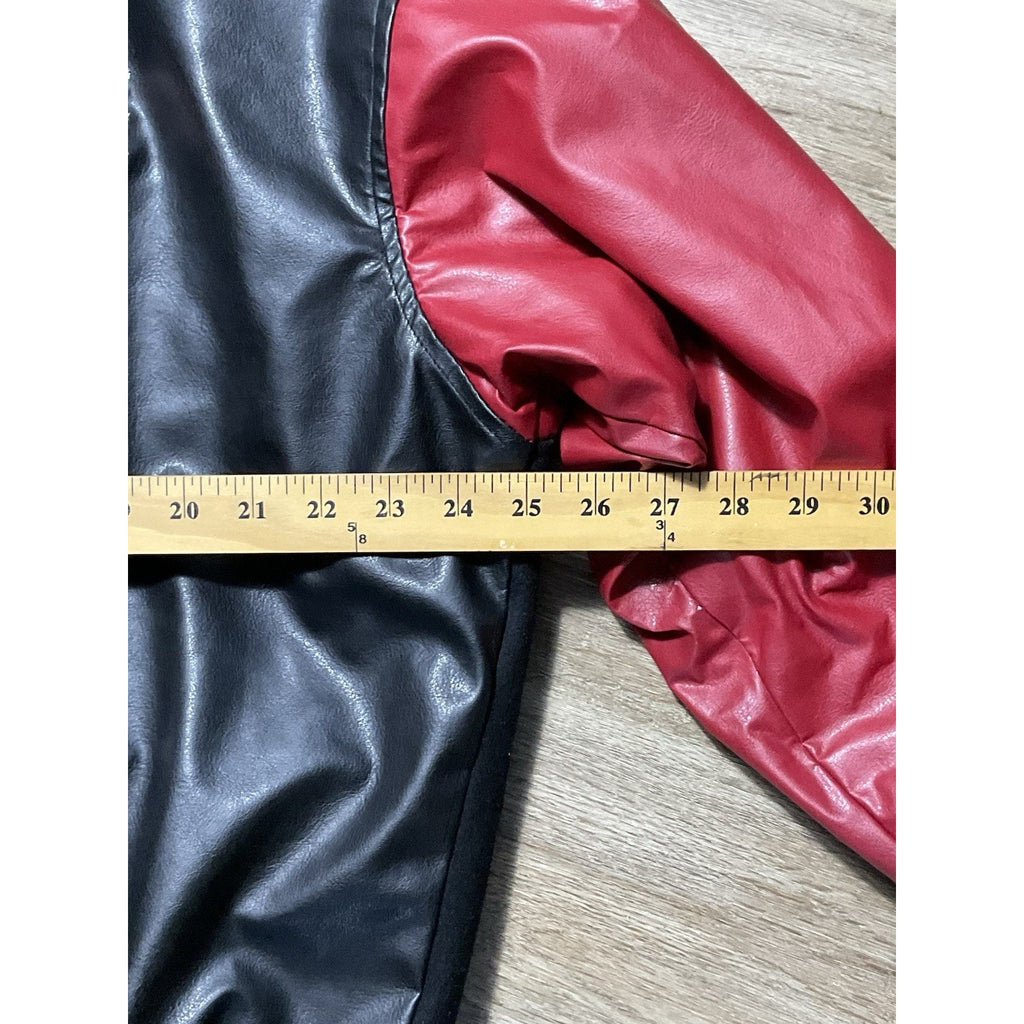 Miami RedHawks Steve & Barry’s Varsity Jacket Wool Faux Leather Large Red Black