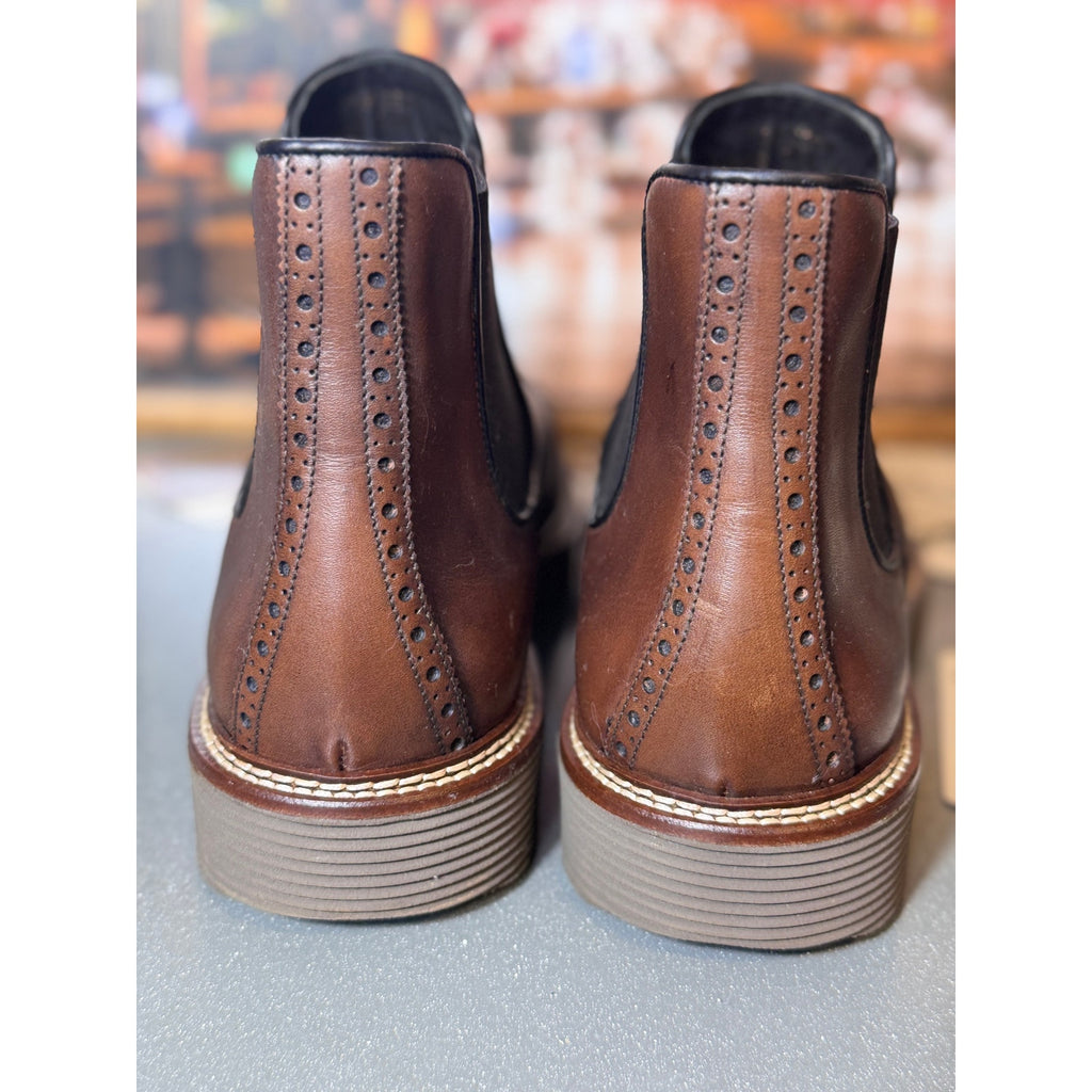 Johnston & Murphy Collection Wingtip Chelsea Boots Brown Leather Italy Mens 9.5M