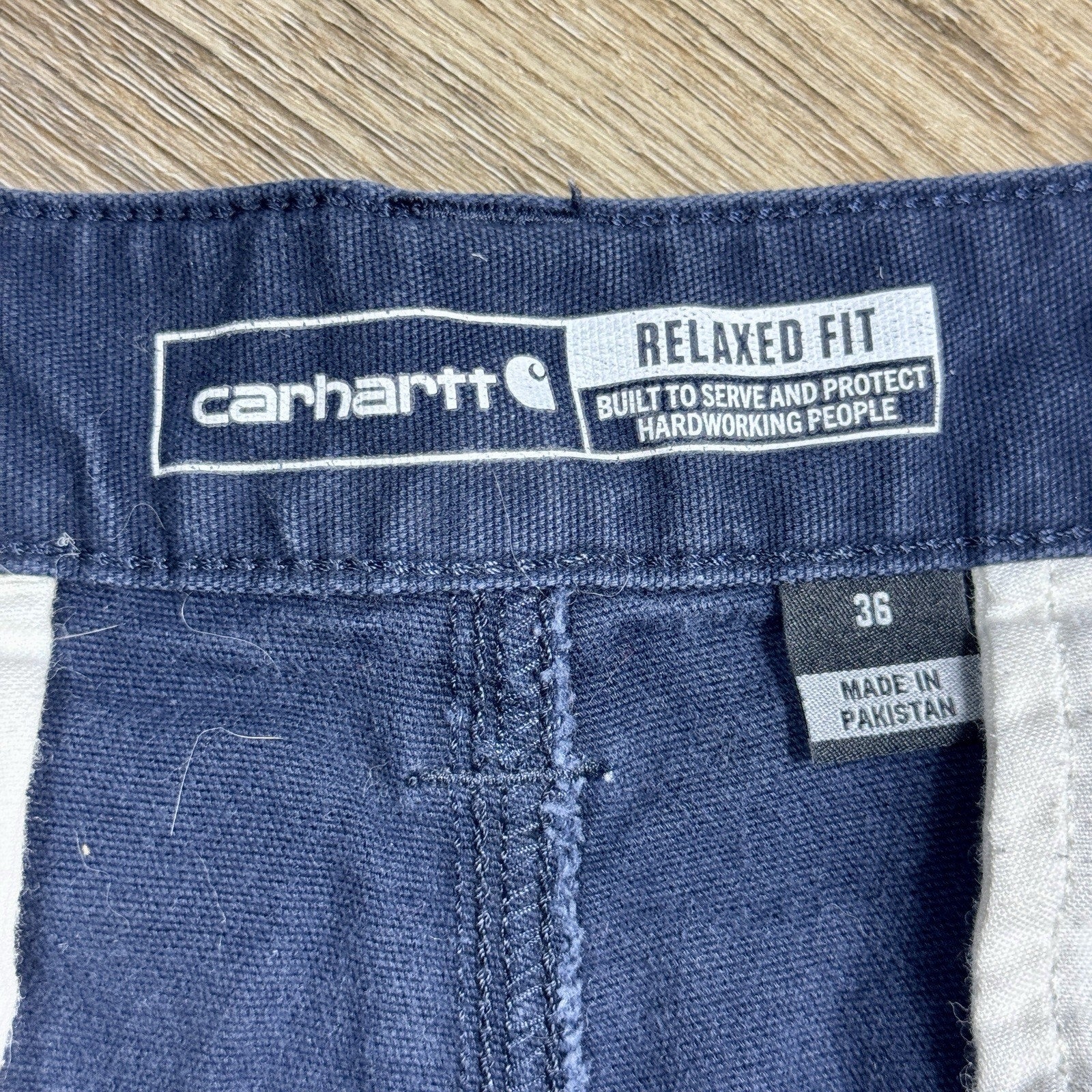 Carhartt Rugged Flex Cargo Work Shorts Men's 34 x 9.5 Navy Relaxed Fit Canvas