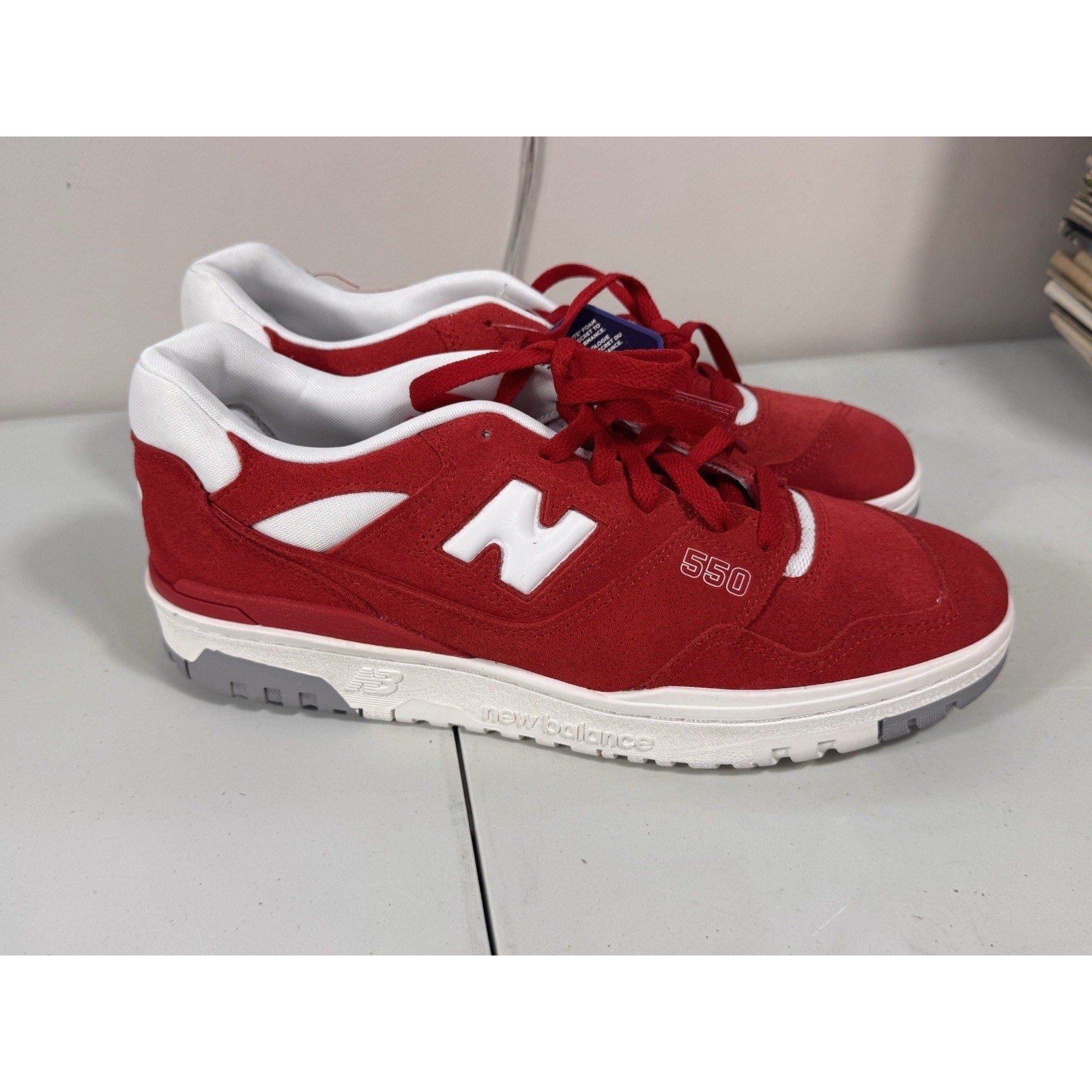 New Balance 550 Suede Team Red BB550VND Men’s 11.5 Retro Low Basketball Sneaker
