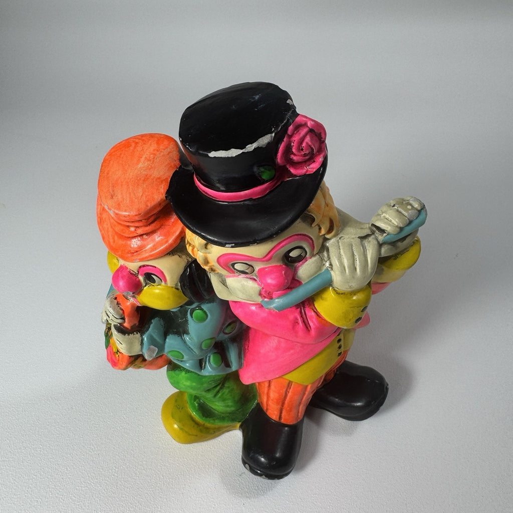 Vtg 1968 OSL Japan Musician Clown Coin Bank Chalkware Rare Vibrant Colorful HTF