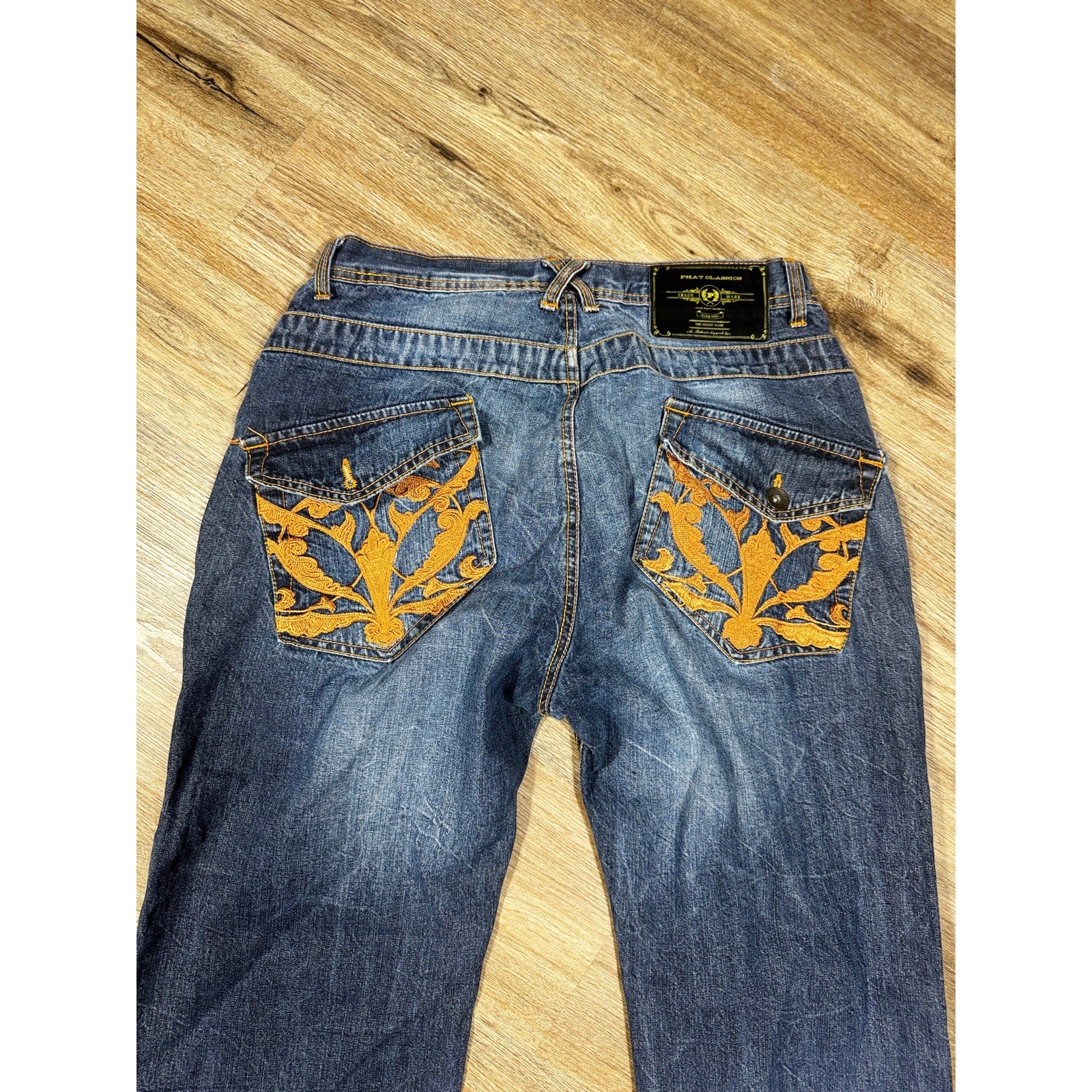 Phat Farm Classics Embroidered Flap Pocket Bootcut Jeans Men’s Size 38x34 Y2K