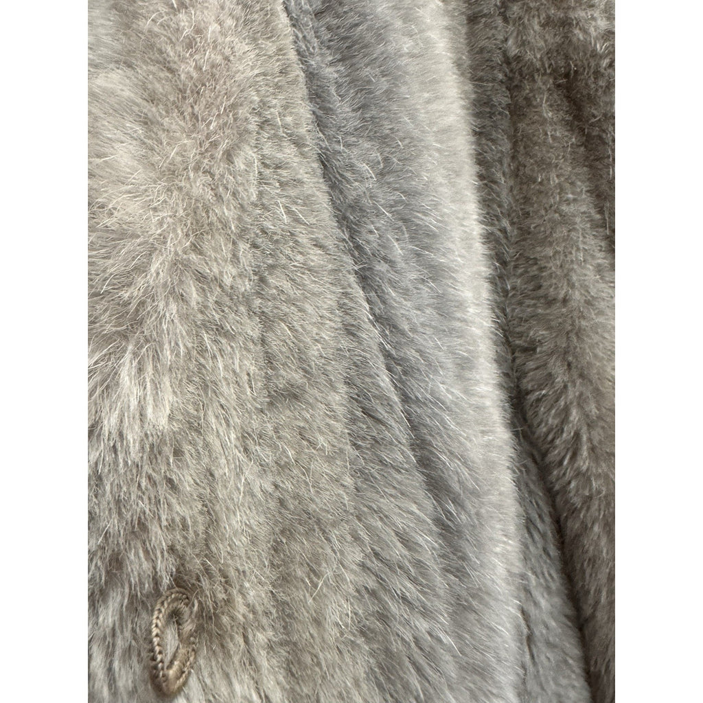 Vtg Sagone Juniors Gray Faux Fur Coat Monterey Mills Paris New York M/L Luxury