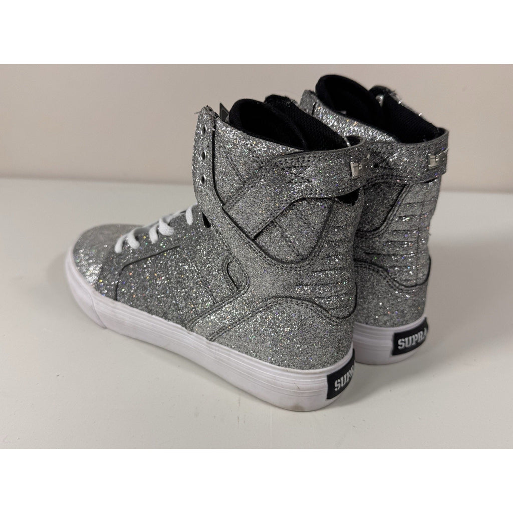 Vtg Rare Y2K Supra Skytop High Top Silver Glitter Sneakers Youth/Men’s US 5 W6.5