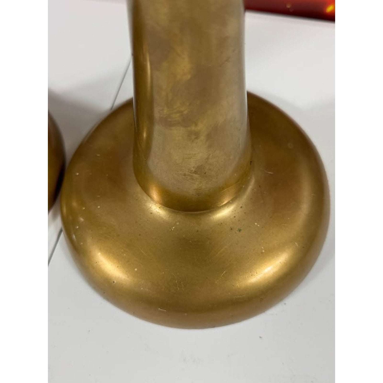 Vintage Solid Brass Candlestick Holders Pair 14" Tall Heavy Weighted Set