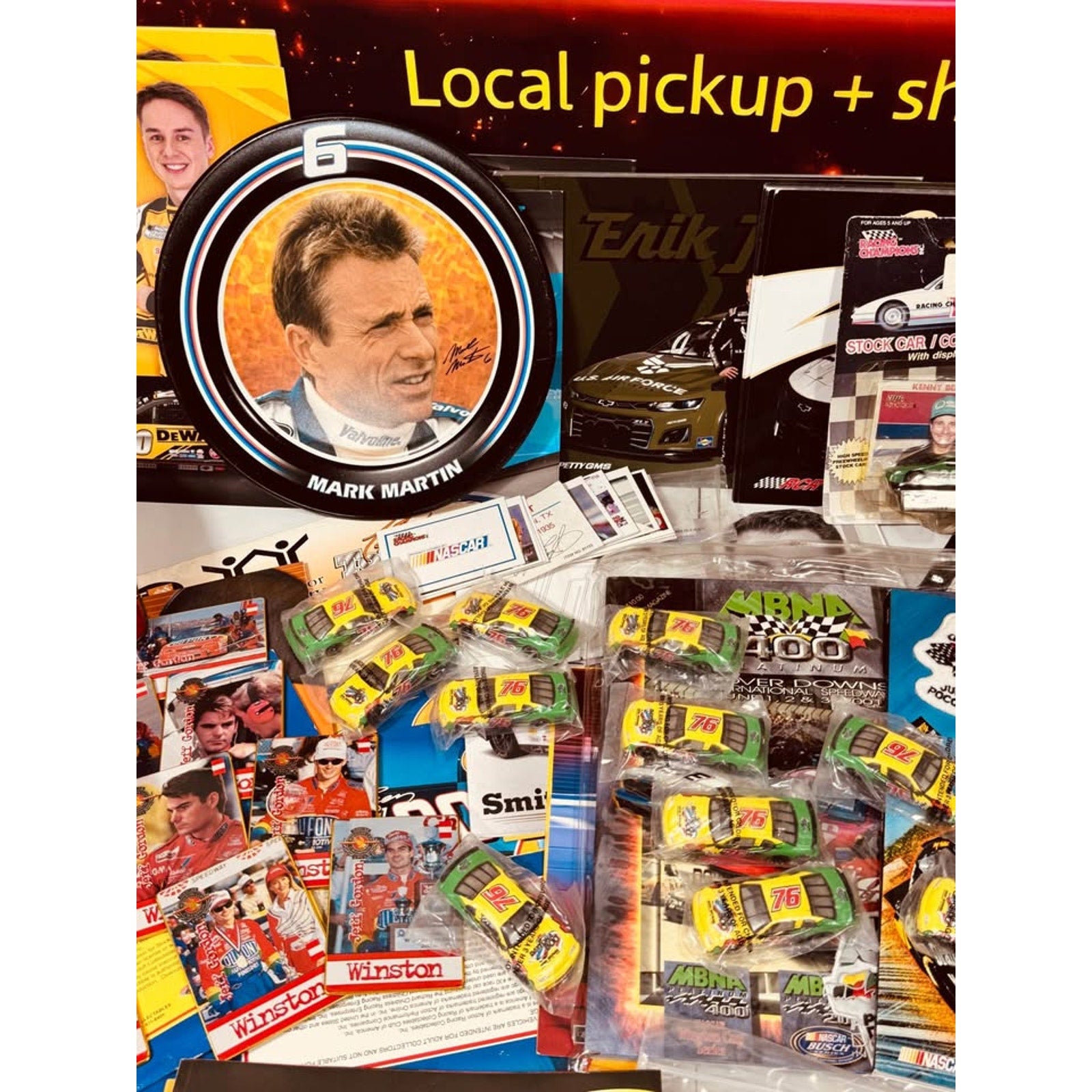 Vintage NASCAR Memorabilia Collection Lot Jeff Gordon Mark Martin Daytona Diecast Programs Pins Patc