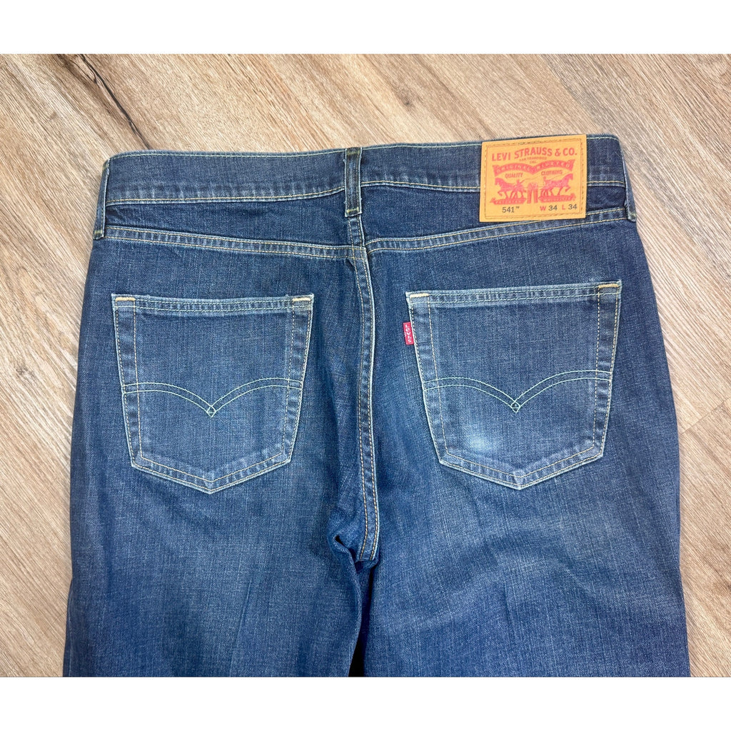 Levi’s 541 Athletic Taper Stretch Jeans Men’s 34x34 Dark Wash Denim Y2K Pressed