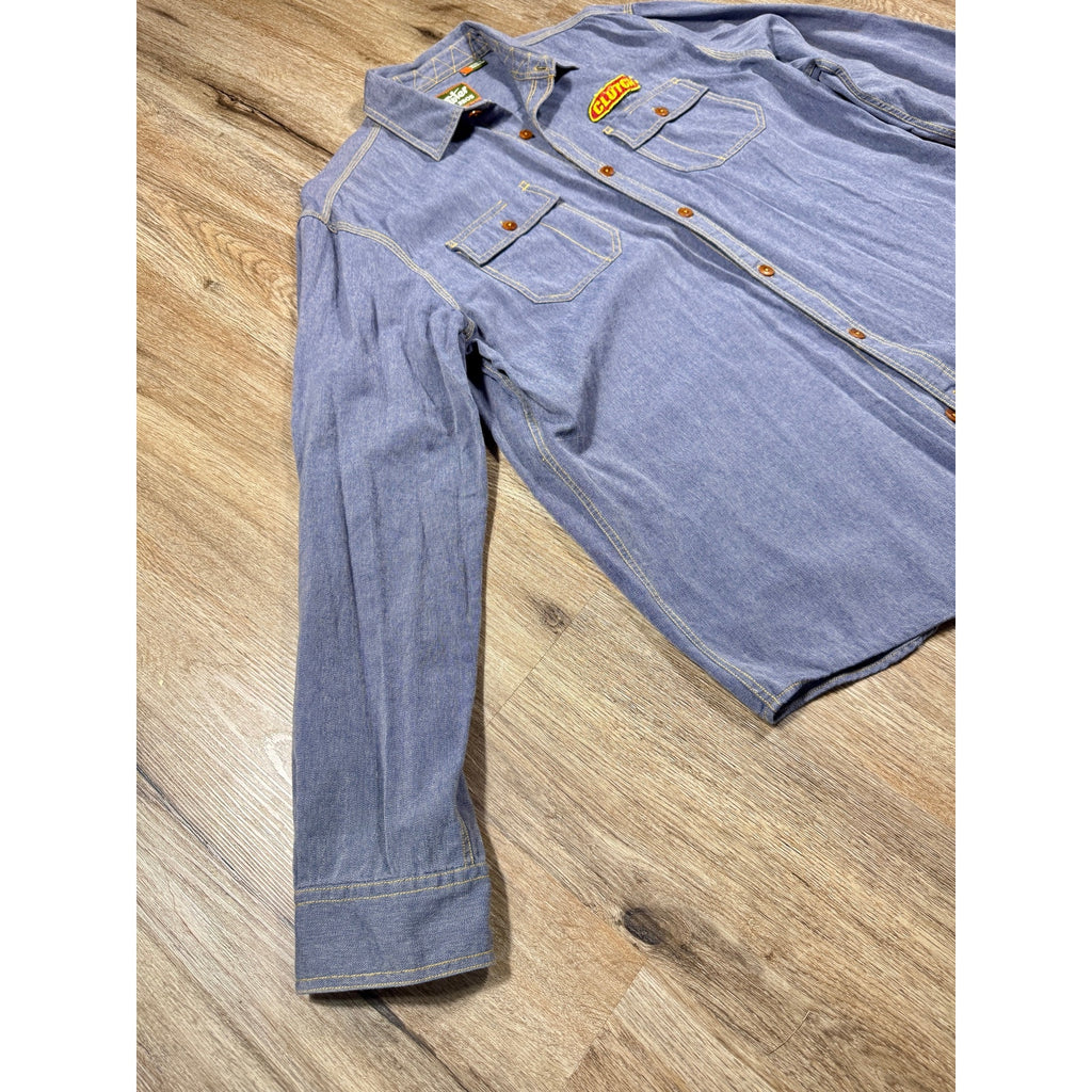 Howler Bros x Clutch Chambray Work Shirt Men’s Large Blue Rare Patch Button Up