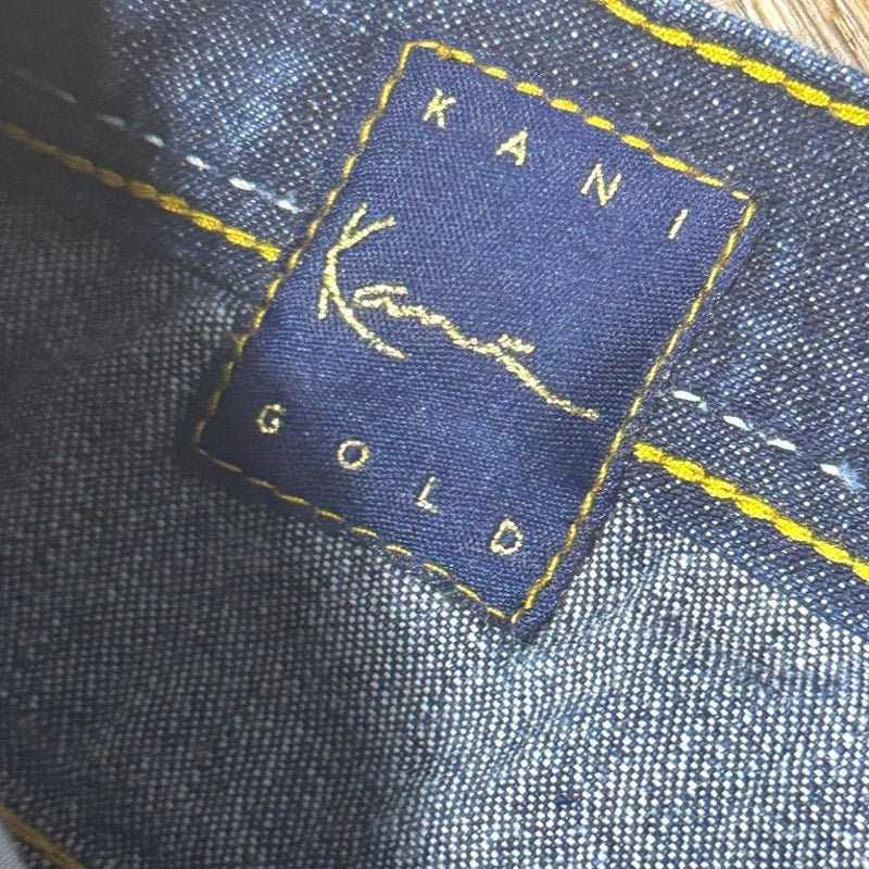 Karl Kani Gold Dark Wash Baggy Loose Fit Denim Jeans Men’s Size 42x32 Y2K Hip Hop Streetwear