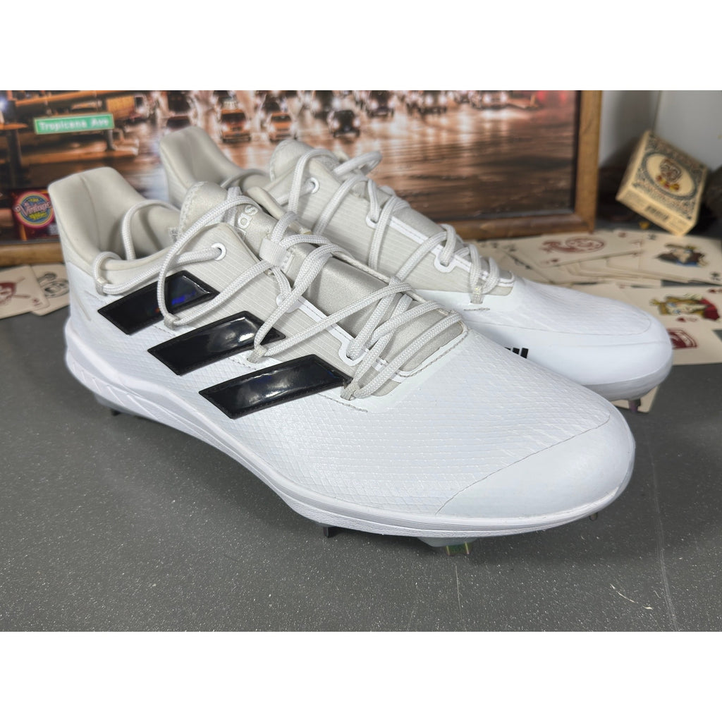 Adidas Adizero Baseball Cleats White Black Metal Spikes Men’s 14 SPG753001