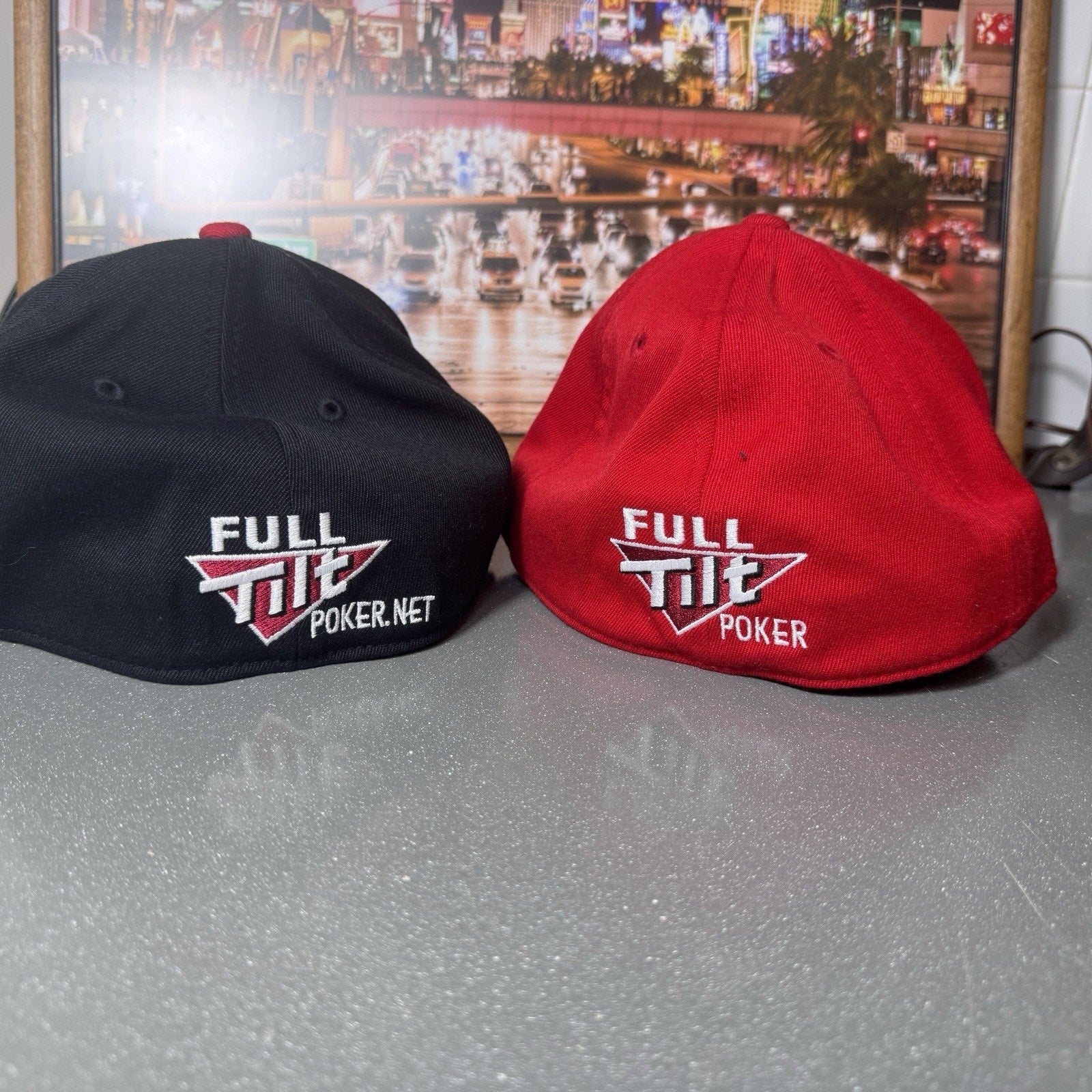 2000s Full Tilt Poker Online Gambling WSOP Flex Fitted Hat 7 1/4-7 5/8 L XL Y2K