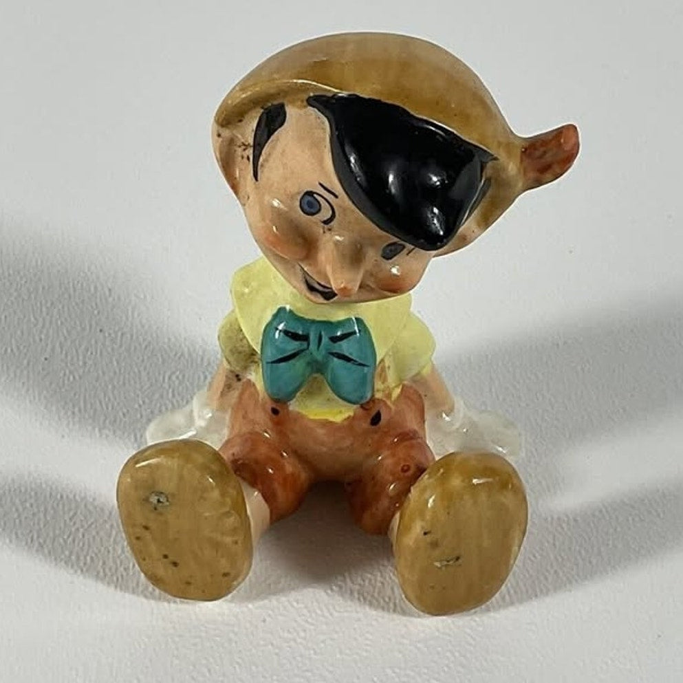 Rare 1950s Walt Disney Pinocchio Ceramic Shelf Sitter Japan 3” Hand Painted