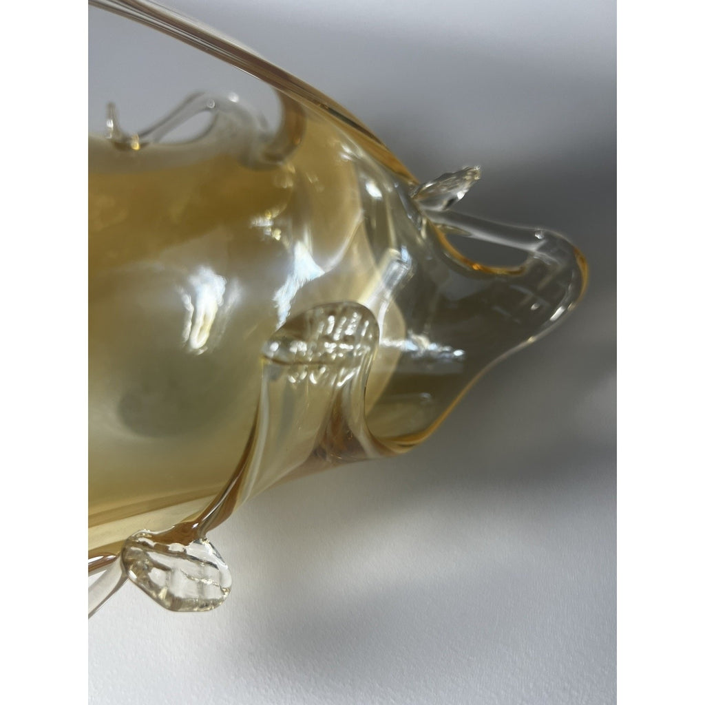 Lavorazione Arte Murano Glass Bowl made in Italy, Amber And gold