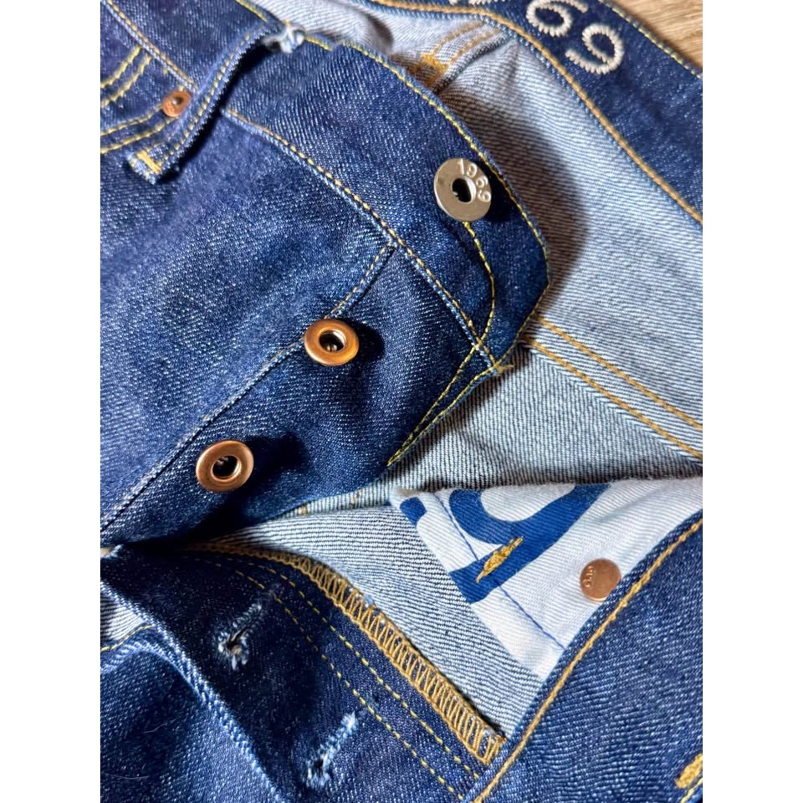 Gap 1969 Japanese Selvedge Raw Indigo Skinny Straight Men’s Jeans 36x36 Button Fly
