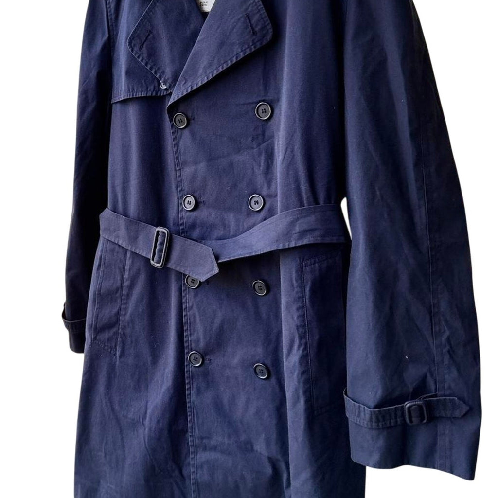 Vintage US Military Navy Blue Trench Coat Raincoat Men’s 44L P7530