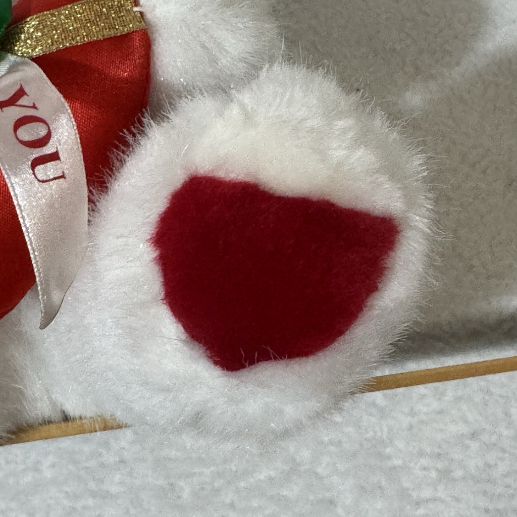 Plush Appeal Valentine Angel Bear Plush Doll White Faux Fur Red Heart Blue Eyes