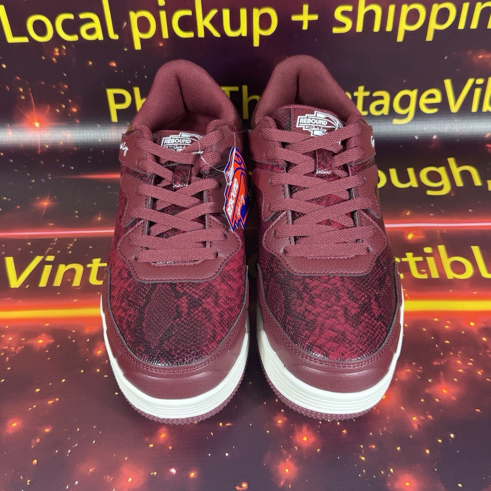 Patrick Ewing Rebound Backcourt Snake Burgundy Sneakers Shoes 1RMSN06-117 8.5