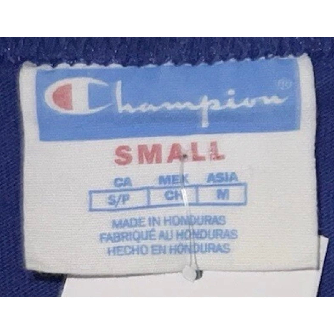 Champion Japanese Script Logo T-Shirt Blue Small Embroidered Katakana Tee Y2K