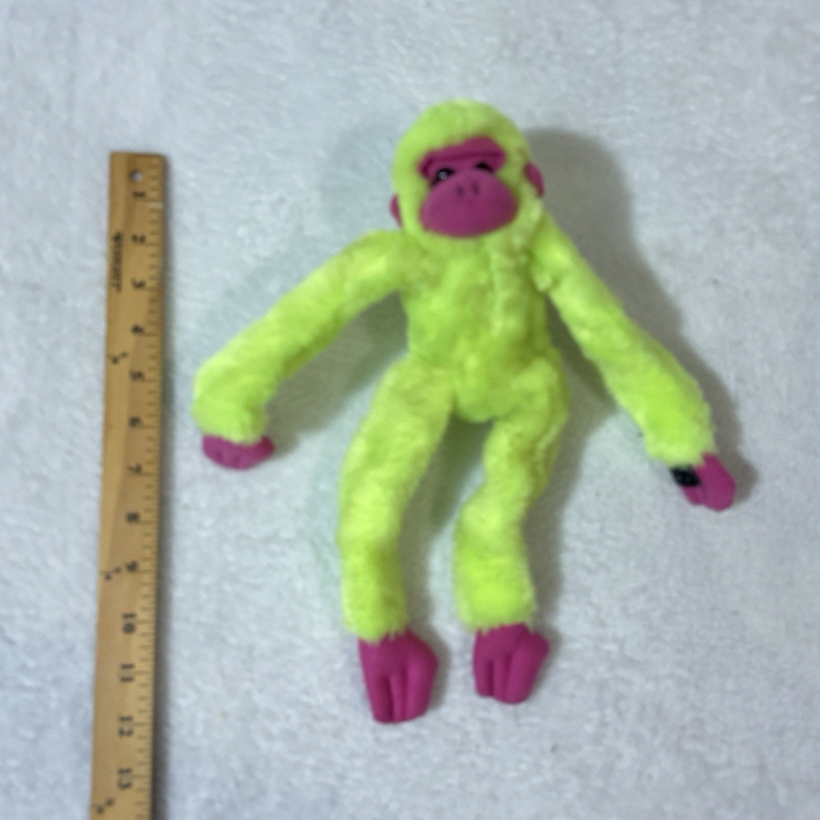 Vtg Great American Toy Co Neon Green Hanging Monkey Plush 16” Pink Carnival