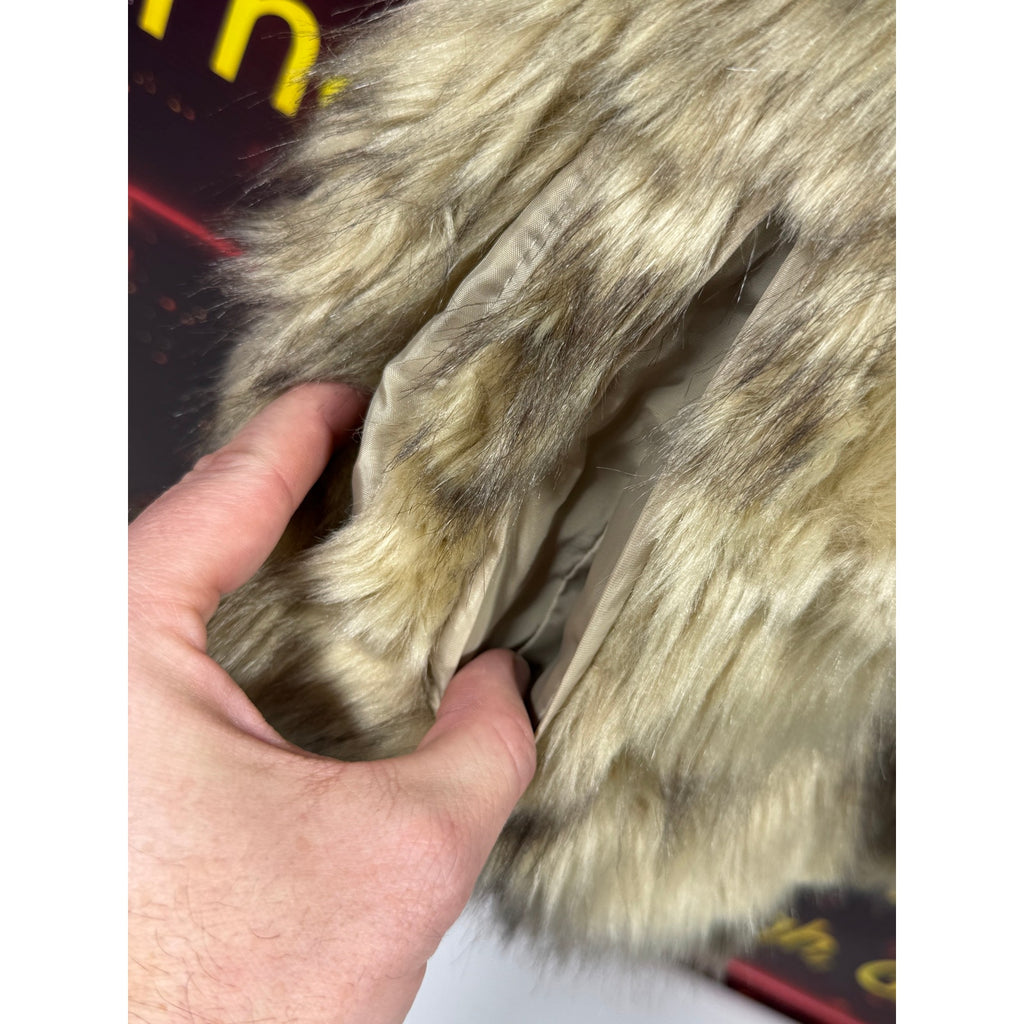 Bagatelle Reversible Faux Fur Leopard Print Puffer Vest Womens Beige Brown Y2K