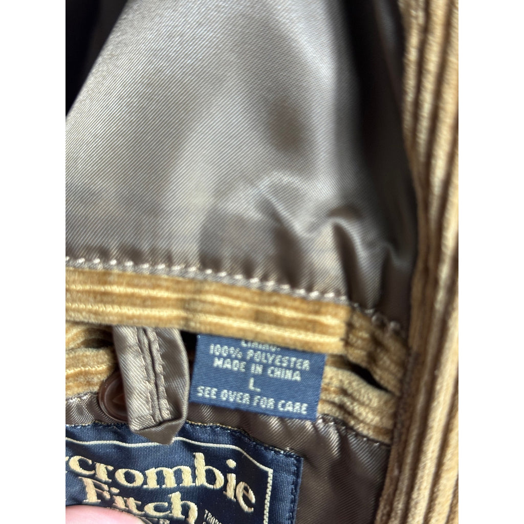 Abercrombie & Fitch Tan Corduroy Sport Coat Blazer Jacket Large L Brown 3 Y2K