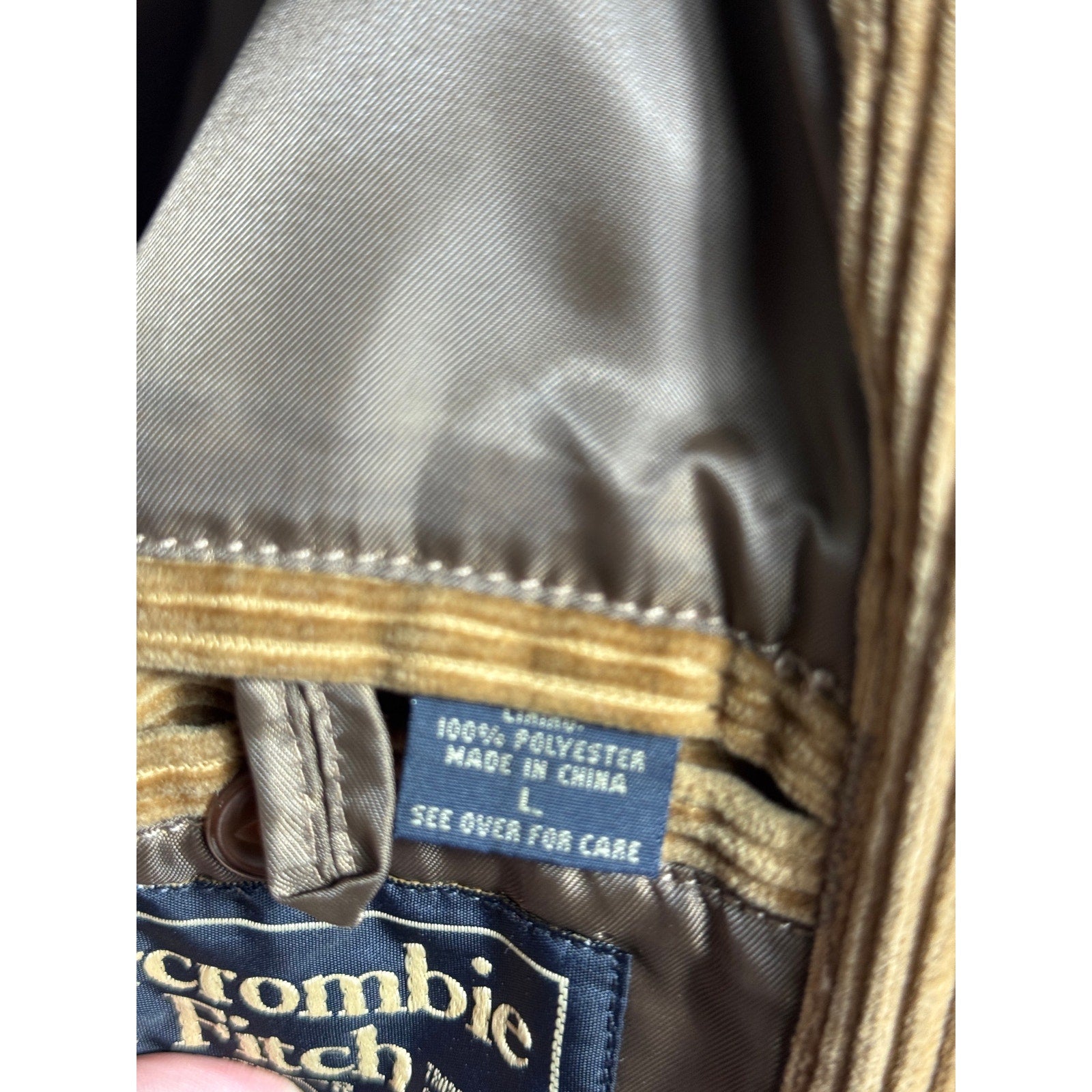 Abercrombie & Fitch Tan Corduroy Sport Coat Blazer Jacket Large L Brown 3 Y2K