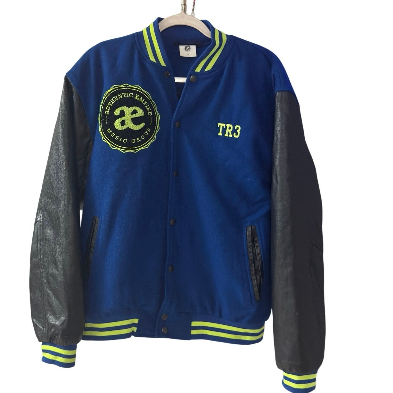 AUTHENTIC EMPIRE Music Group Varsity Jacket TR3 Wool Leather Small