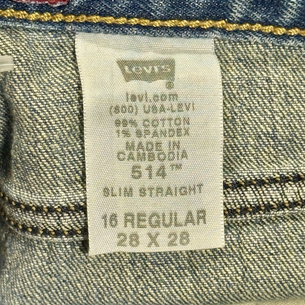 Levi's 514 Slim Straight Jeans Mens 28x28 Boys 16 Regular Light Wash Denim