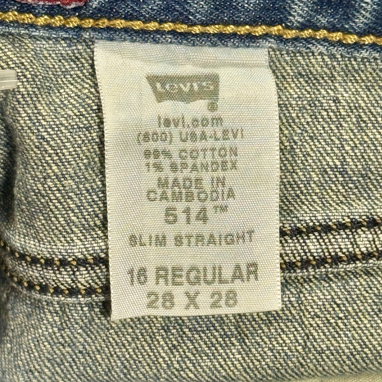 Levi's 514 Slim Straight Jeans Mens 28x28 Boys 16 Regular Light Wash Denim
