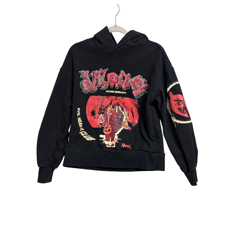 Vicaire Seminar Evil Hearts Club Graphic Hoodie Black XS Y2K Goth Streetwear