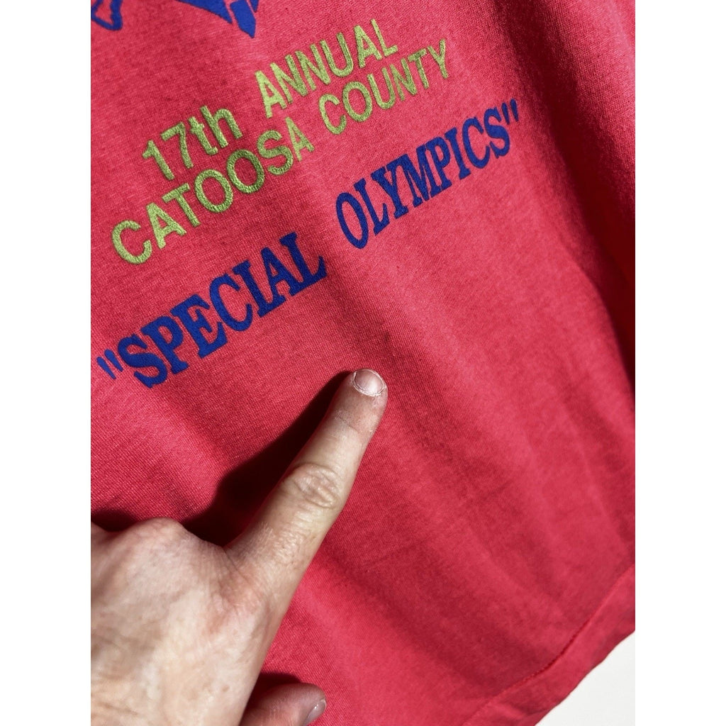 Vintage Screen Stars Special Olympics T Shirt Catoosa County Red USA L