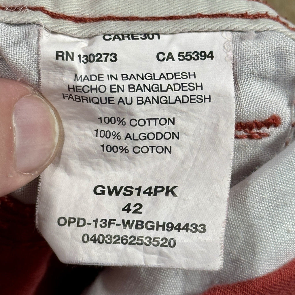 Wrangler Mens Size 42 Red Cargo Casual Comfort Cotton Shorts