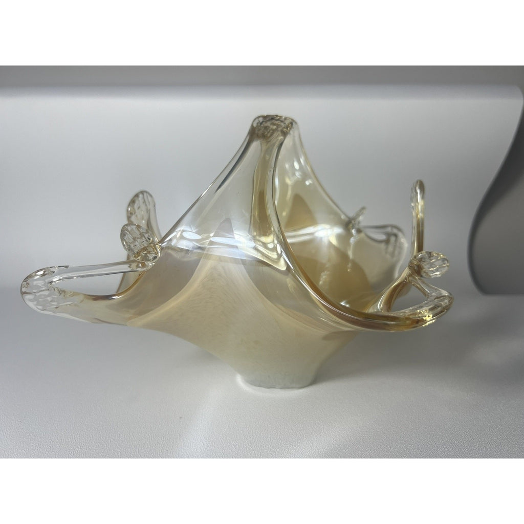 Lavorazione Arte Murano Glass Bowl made in Italy, Amber And gold