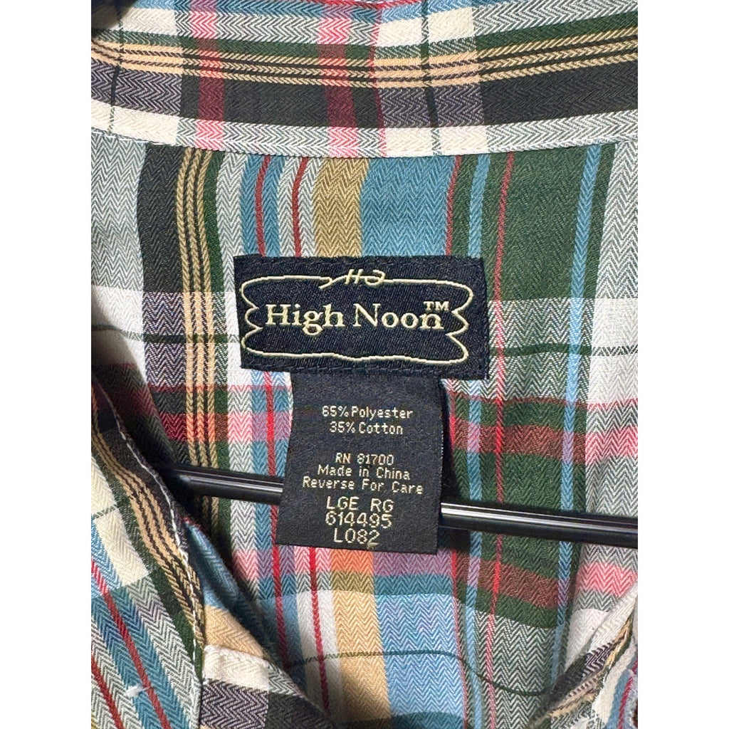 High Noon Pearl Snap Western Plaid Shirt Men’s Large Cowboy Ranch Rodeo Vintage