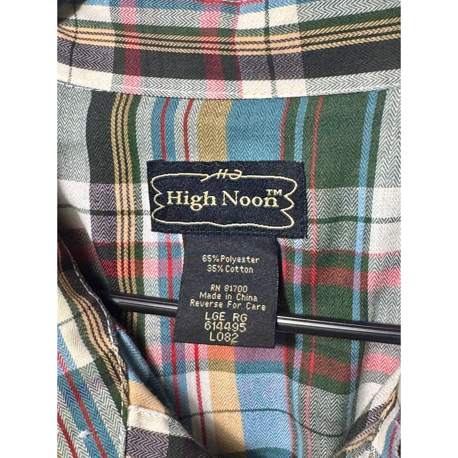 High Noon Pearl Snap Western Plaid Shirt Men’s Large Cowboy Ranch Rodeo Vintage