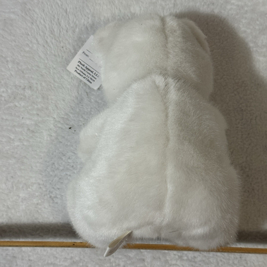 Plush Appeal Valentine Angel Bear Plush Doll White Faux Fur Red Heart Blue Eyes