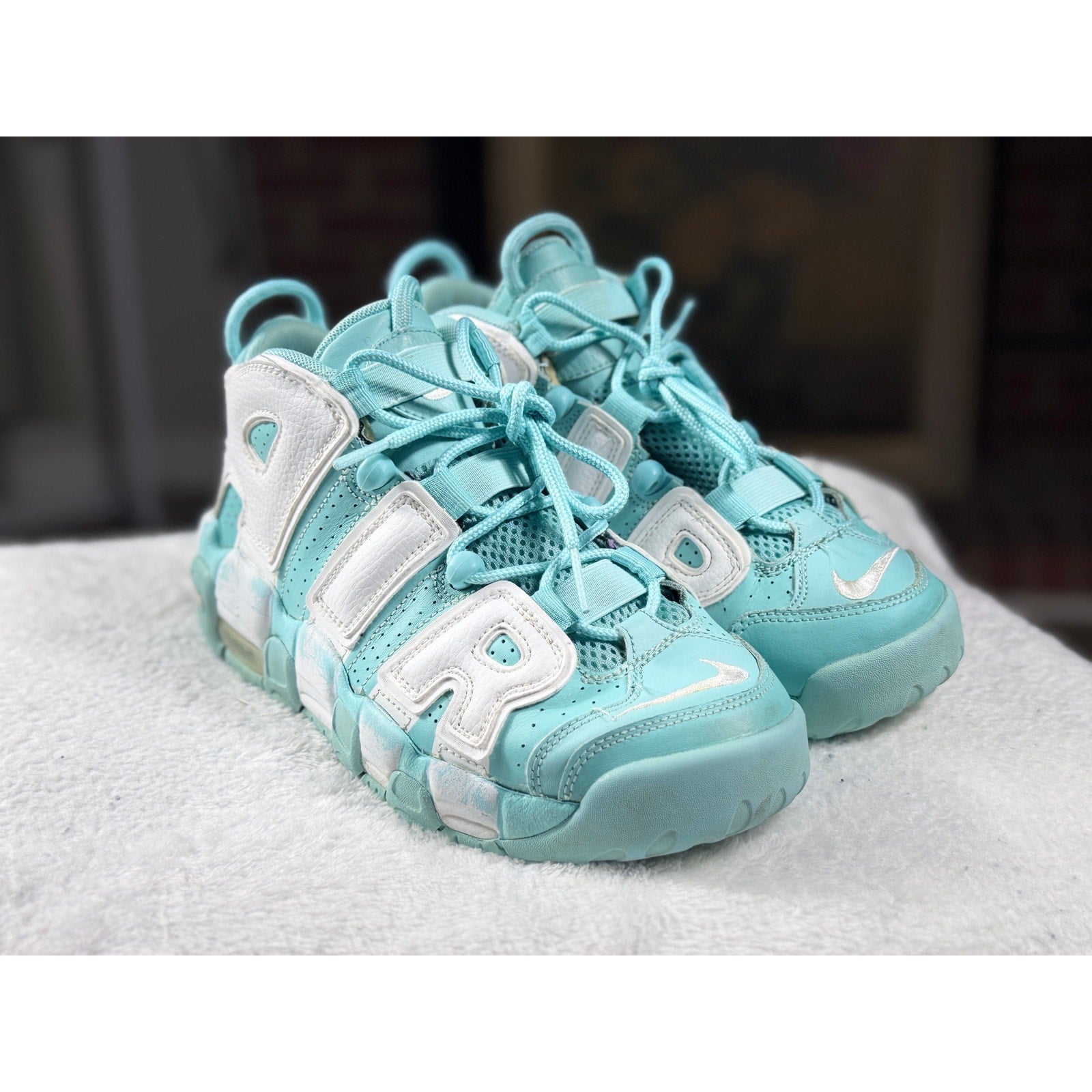 Nike Air More Uptempo GS Island Green White 415082-300 Youth 5Y / Women’s 6.5