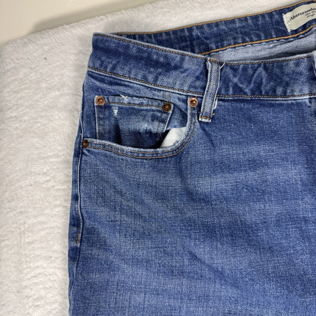 Abercrombie & Fitch Curve Love High Rise Distressed Skinny Jeans Womens 33 16L