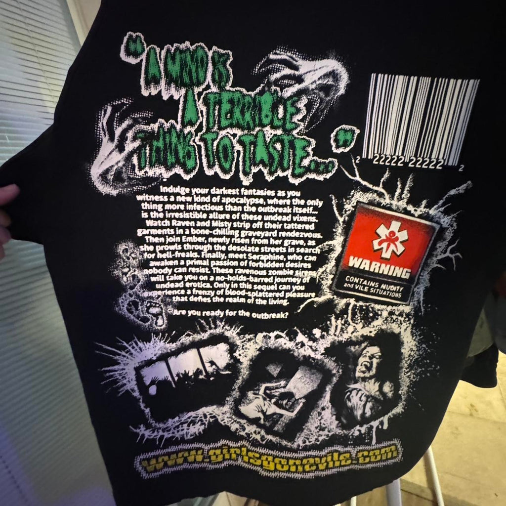 Vtg Girls Gone Vile Zombie Outbreak Uncensored T Shirt XL Black Goth