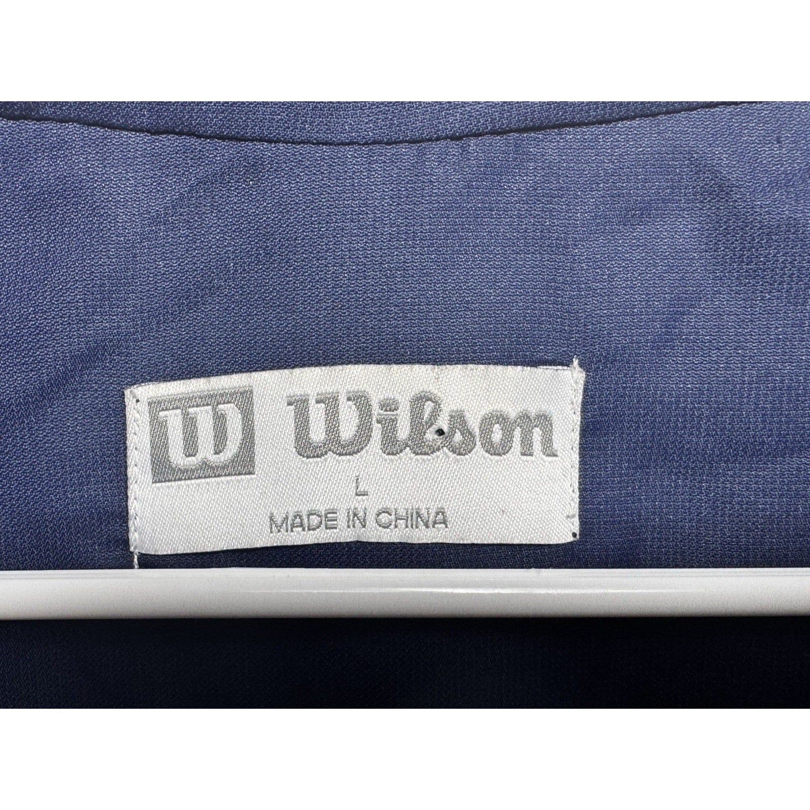 Vtg Wilson Lightweight Windbreaker Jacket Navy Blue Plaid Lined Full Zip Size L