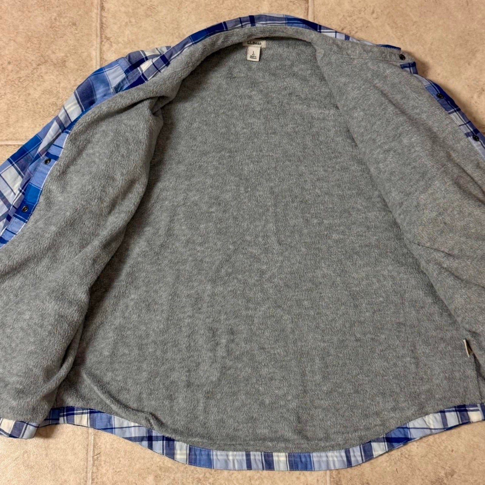 Blue and white plaid button up