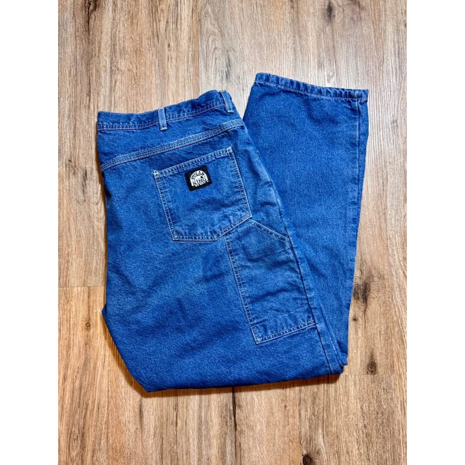 Polar King by Key flannel‑lined carpenter jeans, size 46x32, relaxed fit workwear style.